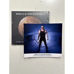 BRUCE DICKINSON SIGNED THE MANDRAKE PROJECT POSTCARD +CD IRON MAIDEN New